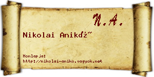 Nikolai Anikó névjegykártya